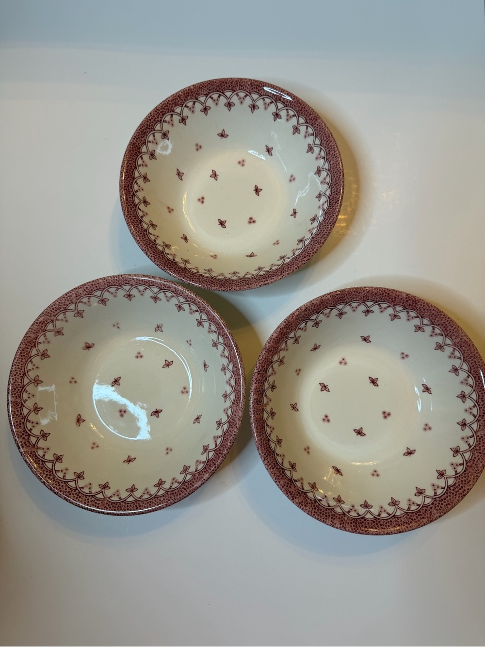 Set Of 3 English  Ironstone Tableware England  EIT Coupe Cereal Soup Bowl 6 3/8”